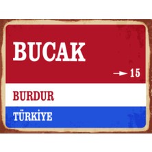 BiveSa Burdur Ili Bucak Ilçesi  Retro Ahşap Sokak Tabelası