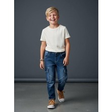 Zekids Erkek Çocuk Kargo Cepli Beli Lastikli Denim Pantolon