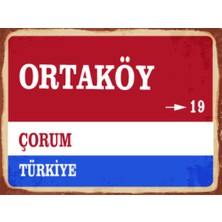 BiveSa Çorum Ili Ortaköy Ilçesi  Retro Ahşap Sokak Tabelası