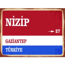 BiveSa Gaziantep Ili Nizip Ilçesi  Retro Ahşap Sokak Tabelası