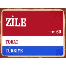 BiveSa Tokat Ili Zile Ilçesi  Retro Ahşap Sokak Tabelası