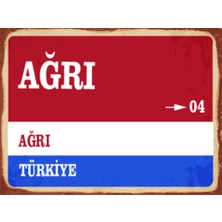 BiveSa Ağrı Ili Retro Ahşap Sokak Tabelası