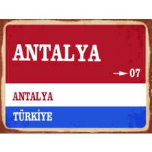 BiveSa Antalya Ili Retro Ahşap Sokak Tabelası