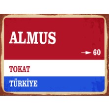 BiveSa Tokat Ili Almus Ilçesi  Retro Ahşap Sokak Tabelası