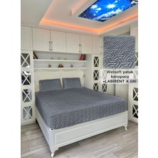 Labirent Model Welsoft Yumuşak Kış Aylarının Vazgeçilmez Yatak Koruyucu Örtüsü - Koyu Gri - 200X200