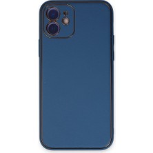 Genel Tedarik iPhone 12 Kılıf Coco Deri Silikon Kapak - Açık MAVI-(5796) - EMTHBA8429-2482