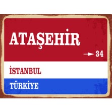 BiveSa Istanbul Ili Ataşehir Ilçesi  Retro Ahşap Sokak Tabelası