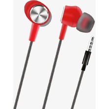 Linktech Spor Silikonlu Kablolu Kulaklık , Linktech H315 Kırmızı Mikrofonlu Kablolu Kulak Içi Kulaklık , Aux Kablolu Kulaklık