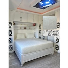 Düz Model Welsoft Yumuşak Kış Aylarının Vazgeçilmez Yatak Koruyucu Örtüsü - Krem - 150X200
