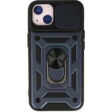 Tgzm iPhone 14 Kılıf Pars Lens Yüzüklü Silikon - LACIVERT-(5796) - TZMG9605-7102