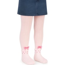 Civil Girls Derbili Fiyonk Aksesuar 3-11 Yaş Kız Külotlu Çorap - Pembe 9-10 Yaş