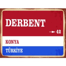 BiveSa Konya Ili Derbent Ilçesi  Retro Ahşap Sokak Tabelası