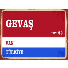 BiveSa Van Ili Gevaş Ilçesi  Retro Ahşap Sokak Tabelası