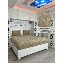 Yaprak Model Welsoft Yumuşak Kış Aylarının Vazgeçilmez Yatak Koruyucu Örtüsü - Vizon - 110X200