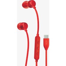 Linktech Ekstra Bass Kablolu Kulaklık , Linktech H74 Kırmızı Type-C Mikrofonlu Metal Kablolu Kulak Içi Kulaklık , Premium Type-C Kablolu Kulaklık