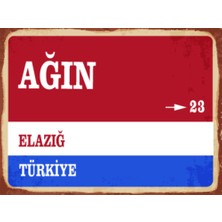 BiveSa Elazığ Ili Ağın Ilçesi  Retro Ahşap Sokak Tabelası