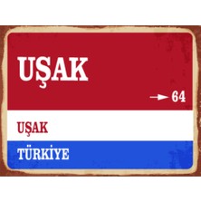 BiveSa Uşak Ili Retro Ahşap Sokak Tabelası