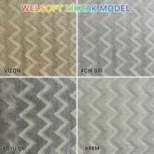 Zikzak Model Welsoft Yumuşak Kış Aylarının Vazgeçilmez Yatak Koruyucu Örtüsü - Koyu Gri - 140X200