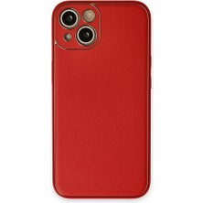 Genel Tedarik iPhone 14 Plus Kılıf Coco Deri Silikon Kapak - KIRMIZI-(5796) - EMTHBA1945-4053