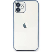 Genel Tedarik iPhone 12 Kılıf Lensli Silikon - Açık MAVI-(5796) - EMTHBA7986-6741