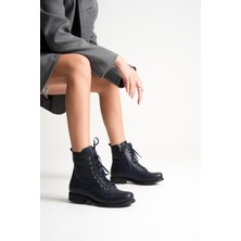 Analin Shoes Kadın Hakiki Deri Bağcıklı ve Fermuarlı Bot