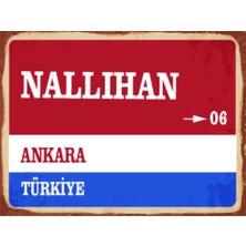 BiveSa Ankara Ili Nallıhan Ilçesi  Retro Ahşap Sokak Tabelası