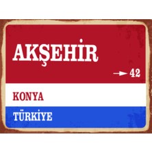 BiveSa Konya Ili Akşehir Ilçesi  Retro Ahşap Sokak Tabelası