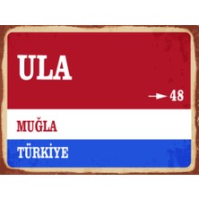 BiveSa Muğla Ili Ula Ilçesi  Retro Ahşap Sokak Tabelası