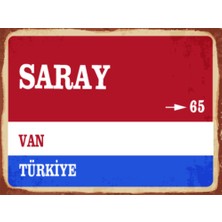 BiveSa Van Ili Saray Ilçesi  Retro Ahşap Sokak Tabelası