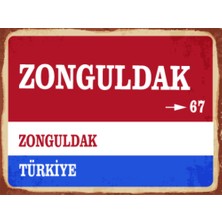 BiveSa Zonguldak Ili Retro Ahşap Sokak Tabelası
