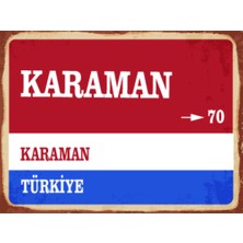 BiveSa Karaman Ili Retro Ahşap Sokak Tabelası