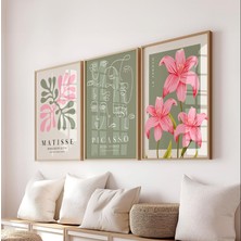 Pam Studio Matisse Picasso Sanat Posteri Seti – Minimalist Çizim ve Çiçek Temalı 3’lü Duvar Tablosu