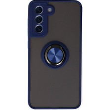 Genel Tedarik Samsung Galaxy S21 Fe Kılıf Montreal Yüzüklü Silikon Kapak - LACIVERT-(5796) - EMTHBA2989-2896