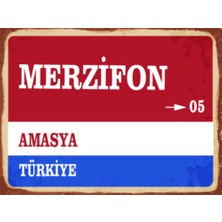 BiveSa Amasya Ili Merzifon Ilçesi  Retro Ahşap Sokak Tabelası