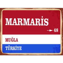 BiveSa Muğla Ili Marmaris Ilçesi  Retro Ahşap Sokak Tabelası