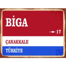 BiveSa Çanakkale Ili Biga Ilçesi  Retro Ahşap Sokak Tabelası