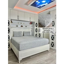 Gül Model Welsoft Yumuşak Kış Aylarının Vazgeçilmez Yatak Koruyucu Örtüsü - Açık Gri - 180X200
