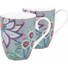 Pip Studio Flower Festival Mavi Ikili Büyük Mug Seti 350ML