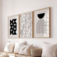 Pam Studio Minimalist Çizgi Sanatı ve Geometrik Modern 3’lü Poster Seti – Salon, Yatak Odası Duvar Dekoru