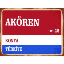 BiveSa Konya Ili Akören Ilçesi  Retro Ahşap Sokak Tabelası