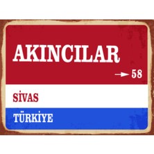 BiveSa Sivas Ili Akıncılar Ilçesi  Retro Ahşap Sokak Tabelası