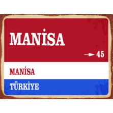 BiveSa Manisa Ili Retro Ahşap Sokak Tabelası