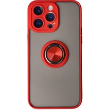 Genel Tedarik iPhone 14 Pro Max Kılıf Montreal Yüzüklü Silikon Kapak - KIRMIZI-(5796) - EMTHBA9946-4754