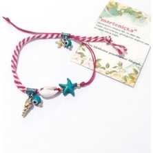 Funny Takı Deniz Kabuğu Deniz Yıldızı Nazar ve Dorika Boncuklu Marteniçka Bileklik