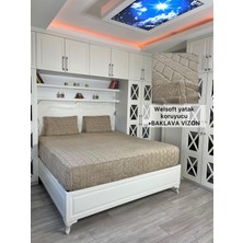 Baklava Model Welsoft Yumuşak Kış Aylarının Vazgeçilmez Yatak Koruyucu Örtüsü - Vizon - 100X200