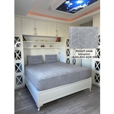 Baklava Model Welsoft Yumuşak Kış Aylarının Vazgeçilmez Yatak Koruyucu Örtüsü - Açık Gri - 140X200