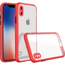 Genel Tedarik iPhone Xs Max Kılıf Miami Şeffaf Silikon - KIRMIZI-(5796) - EMTHBA3526-1963