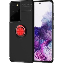 Egecen Samsung Galaxy S21 Ultra Kılıf Range Yüzüklü Silikon - SIYAH-KIRMIZI-(5796) - VOANFD9350-67