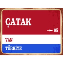 BiveSa Van Ili Çatak Ilçesi  Retro Ahşap Sokak Tabelası