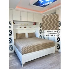 Zikzak Model Welsoft Yumuşak Kış Aylarının Vazgeçilmez Yatak Koruyucu Örtüsü - Vizon - 110X200